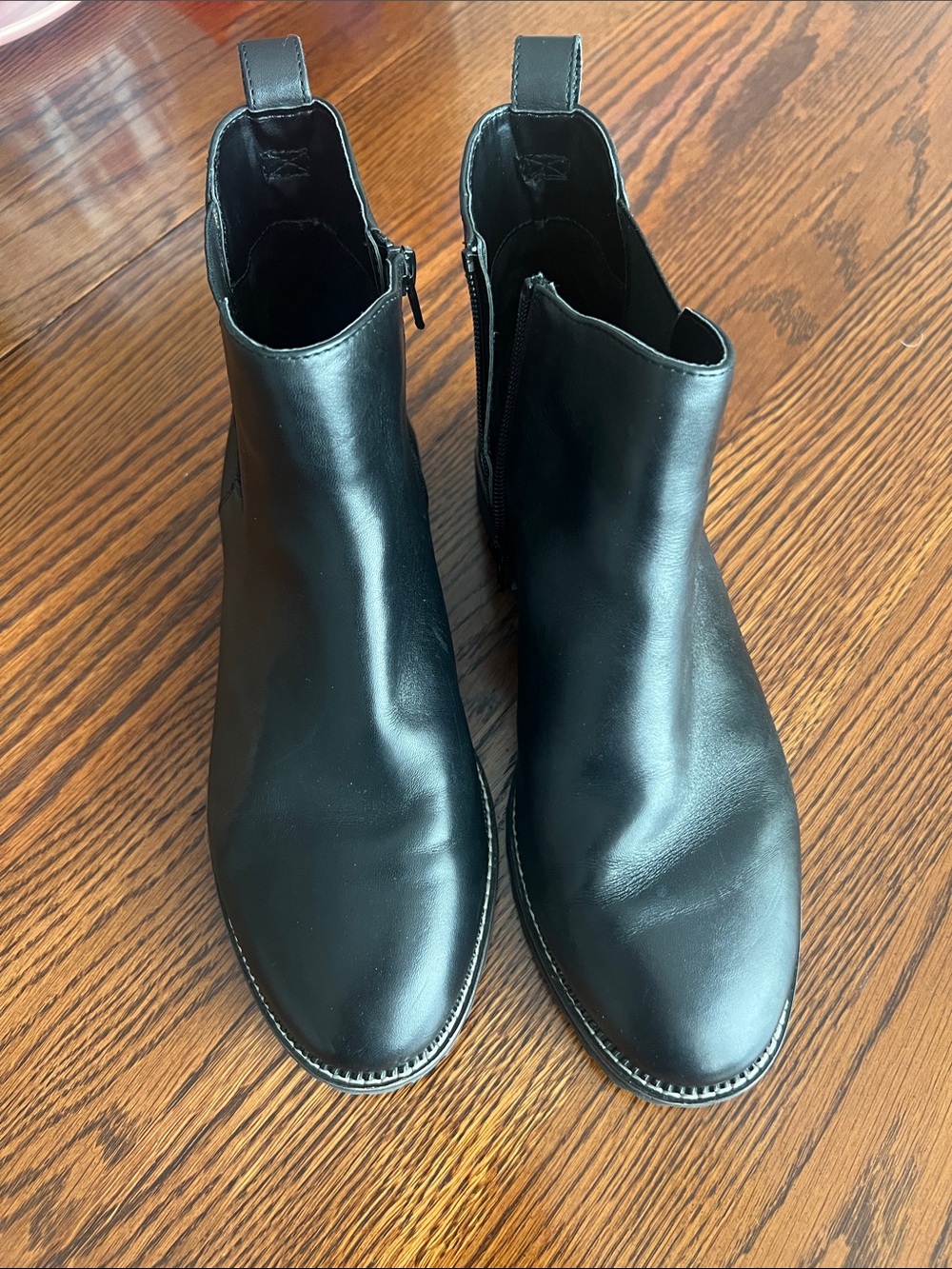 Lands' End Black Leather Side-Zip Women's Ankle Boots